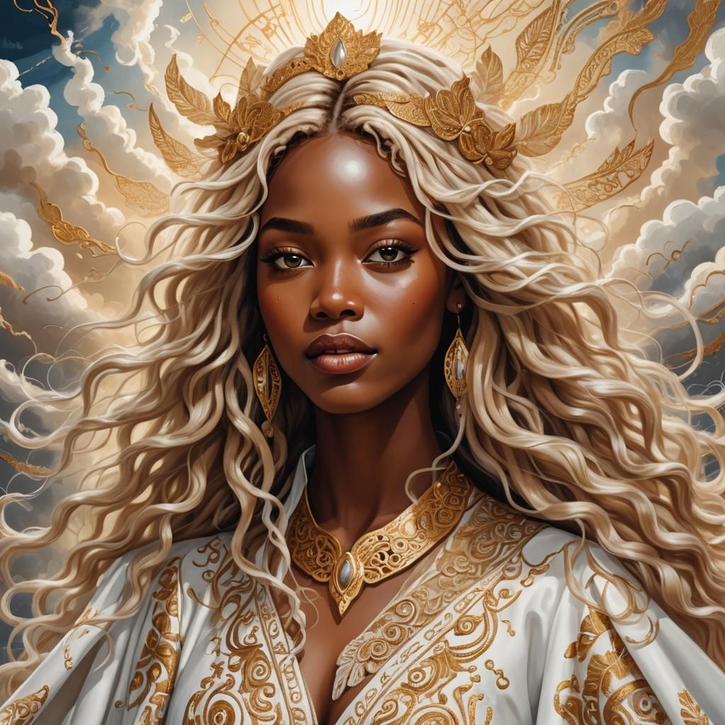 Surreal Portrait of Joyful Girl in Op Art Style