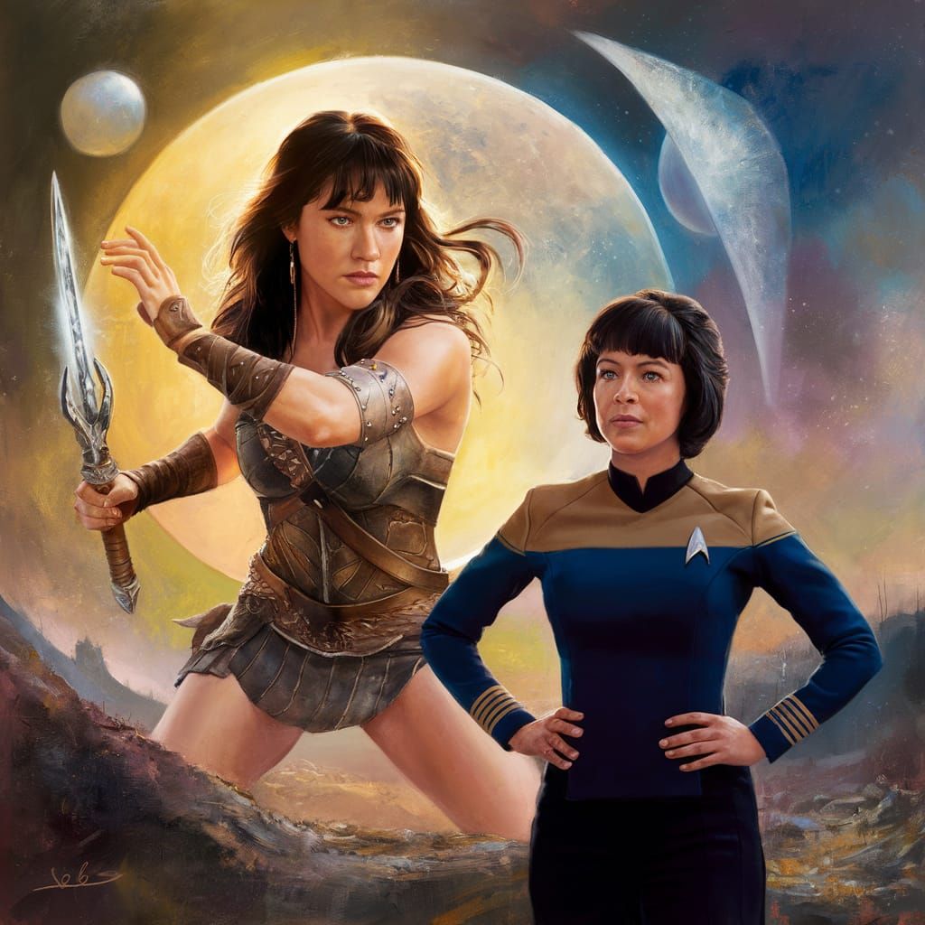 Xena and Seven of Nine: Oil Painting Collaboration