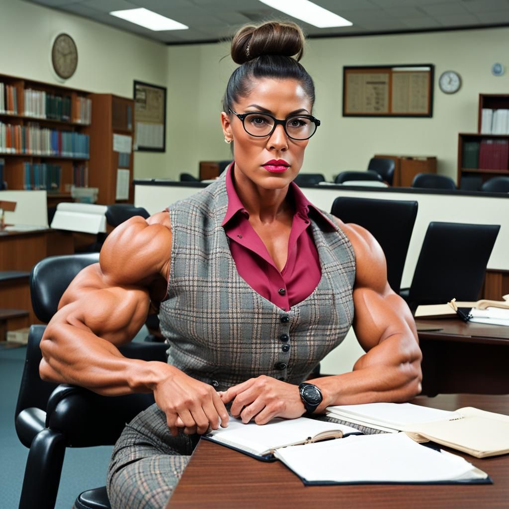 Muscular Teacher in School Office Portrait