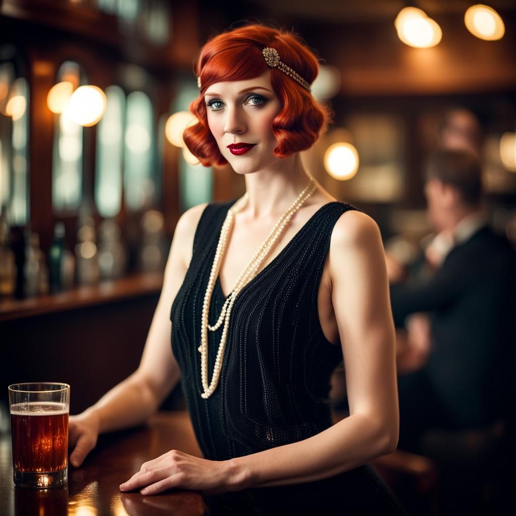 1920s Redhead Flapper Girl Photograph