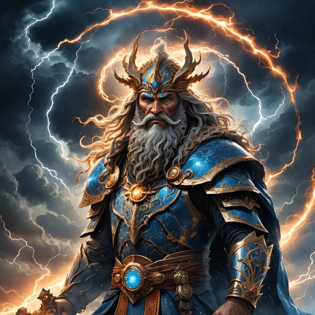 Taranis, God of Thunder, Amidst Swirling Storm