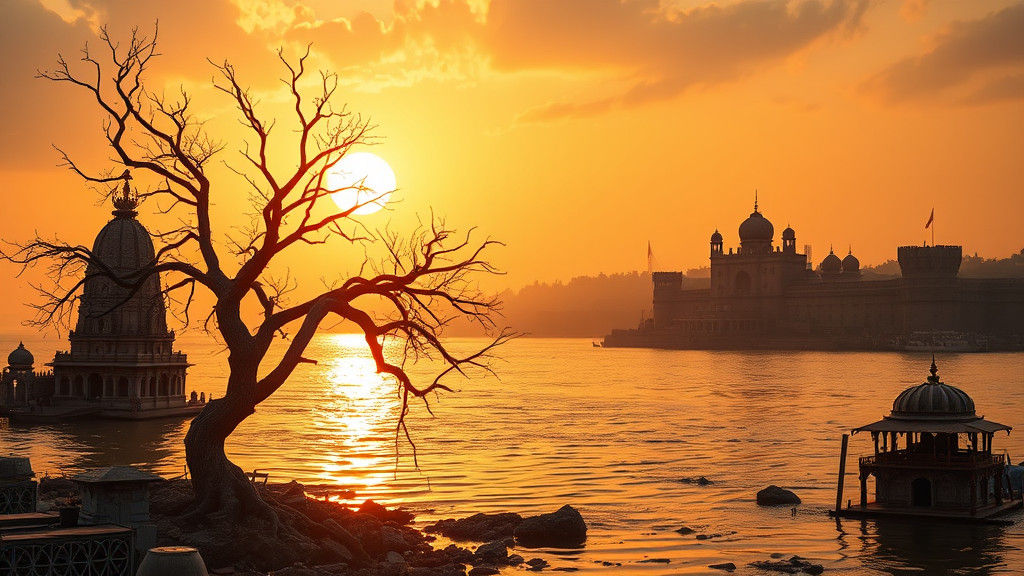 Mystical River Confluence at Sunrise in Hyperrealistic Style