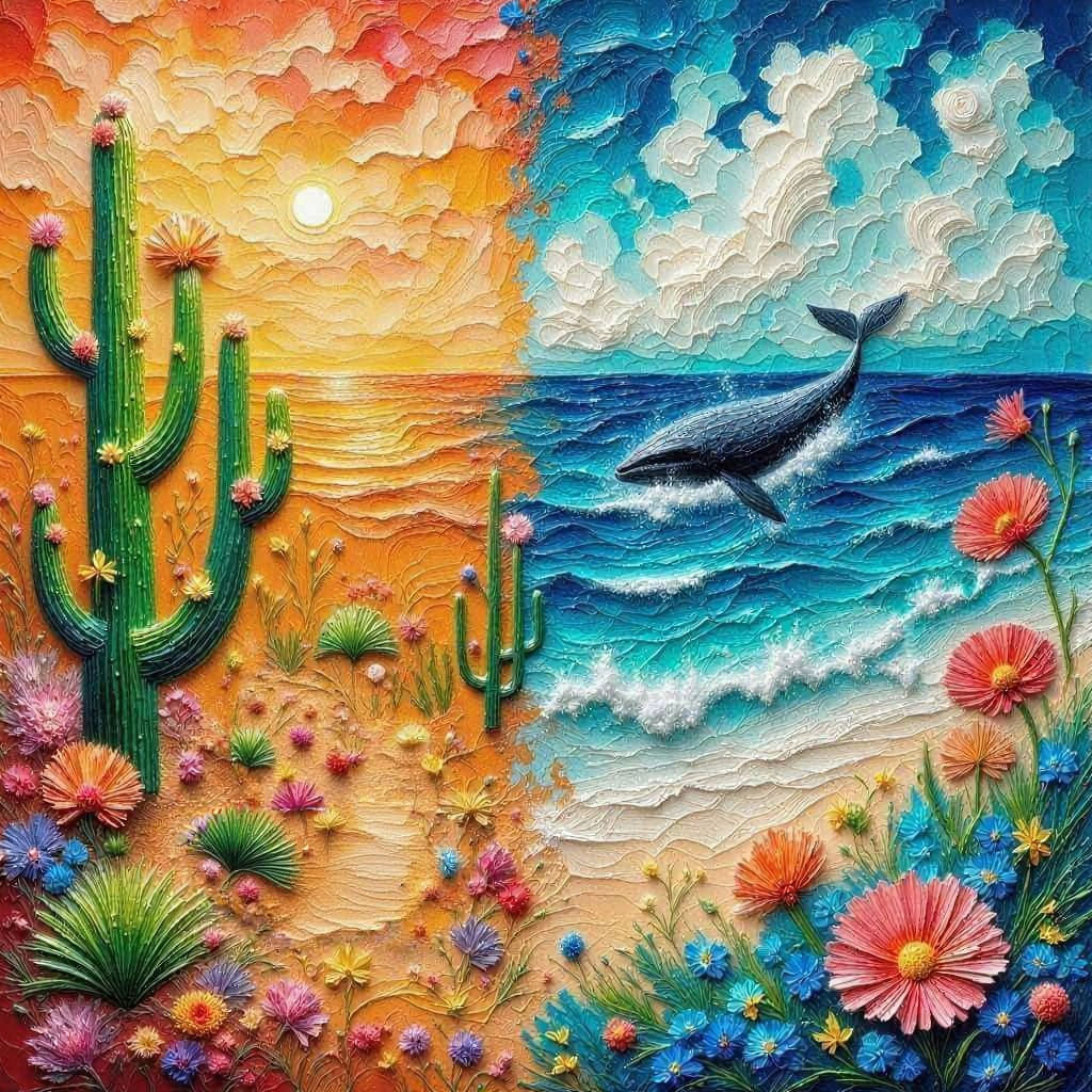 Desert Meets Ocean Empaste Painting