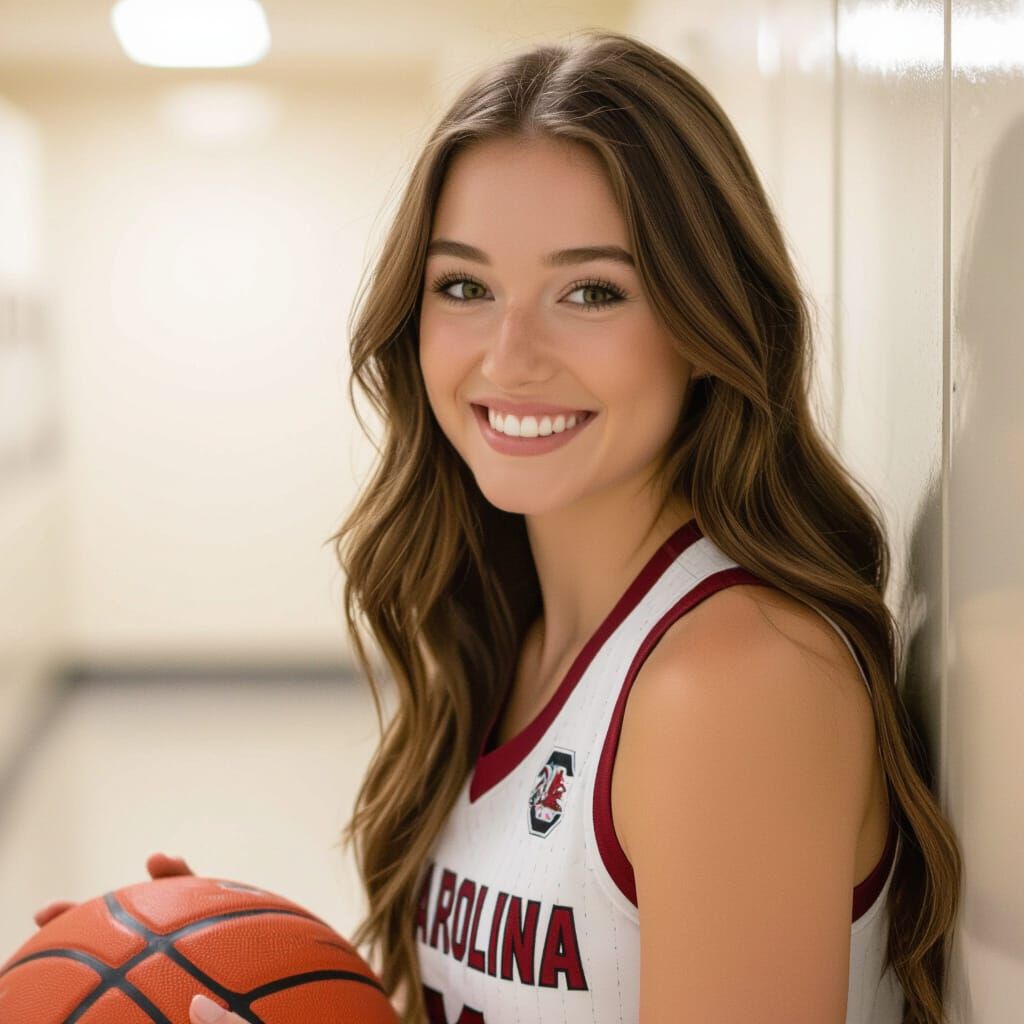 South Carolina Basketball Player Portrait in Photorealistic ...
