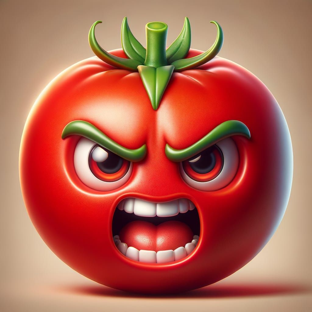 Angry Tomato Character in 3D Cartoon Style