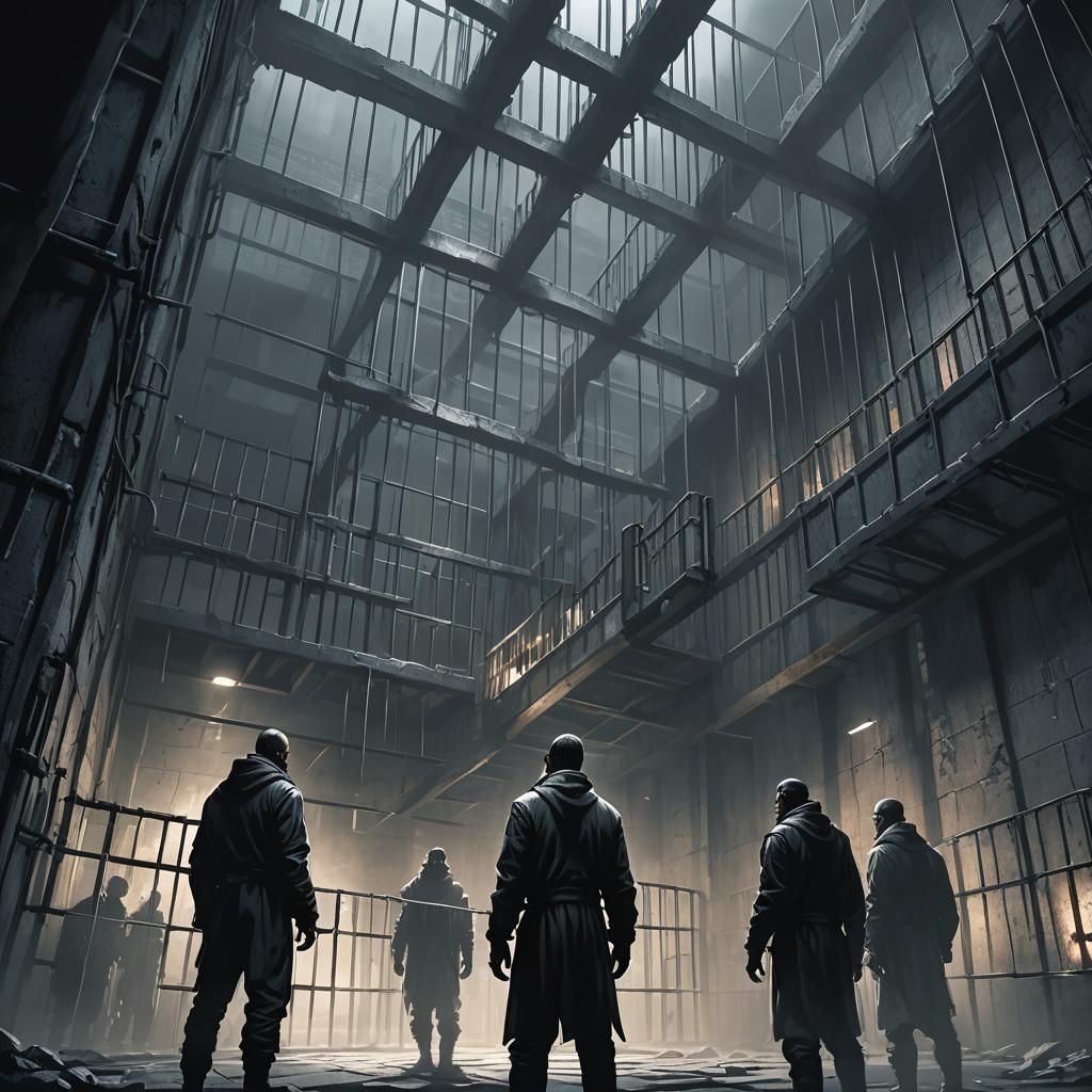 Dystopian Prison Concept Art in Dark Fantasy Style