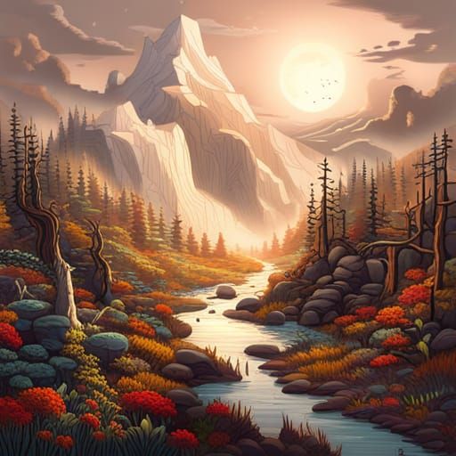 Fantastical Forest Landscape Made of Office Supplies