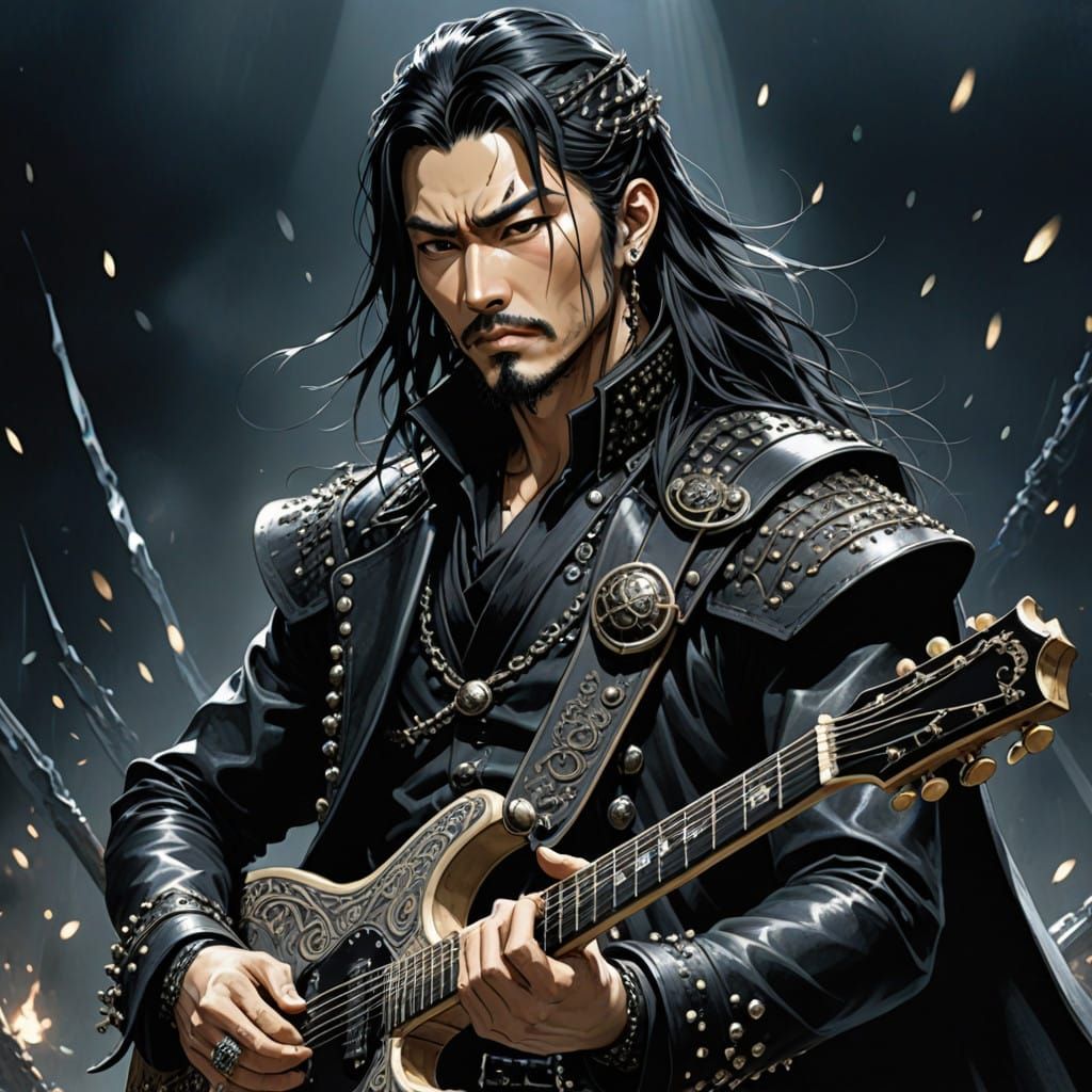 Heavy Metal Bard in Dark Fantasy Style