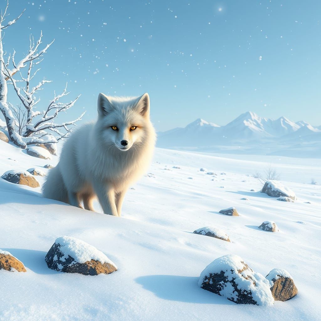 Arctic Fox in Camouflage, Inspired by Nordic Landscapes