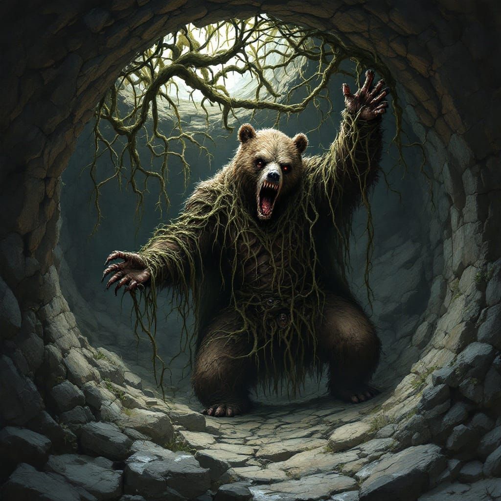 Undead Bear Druid in Stone Tunnel