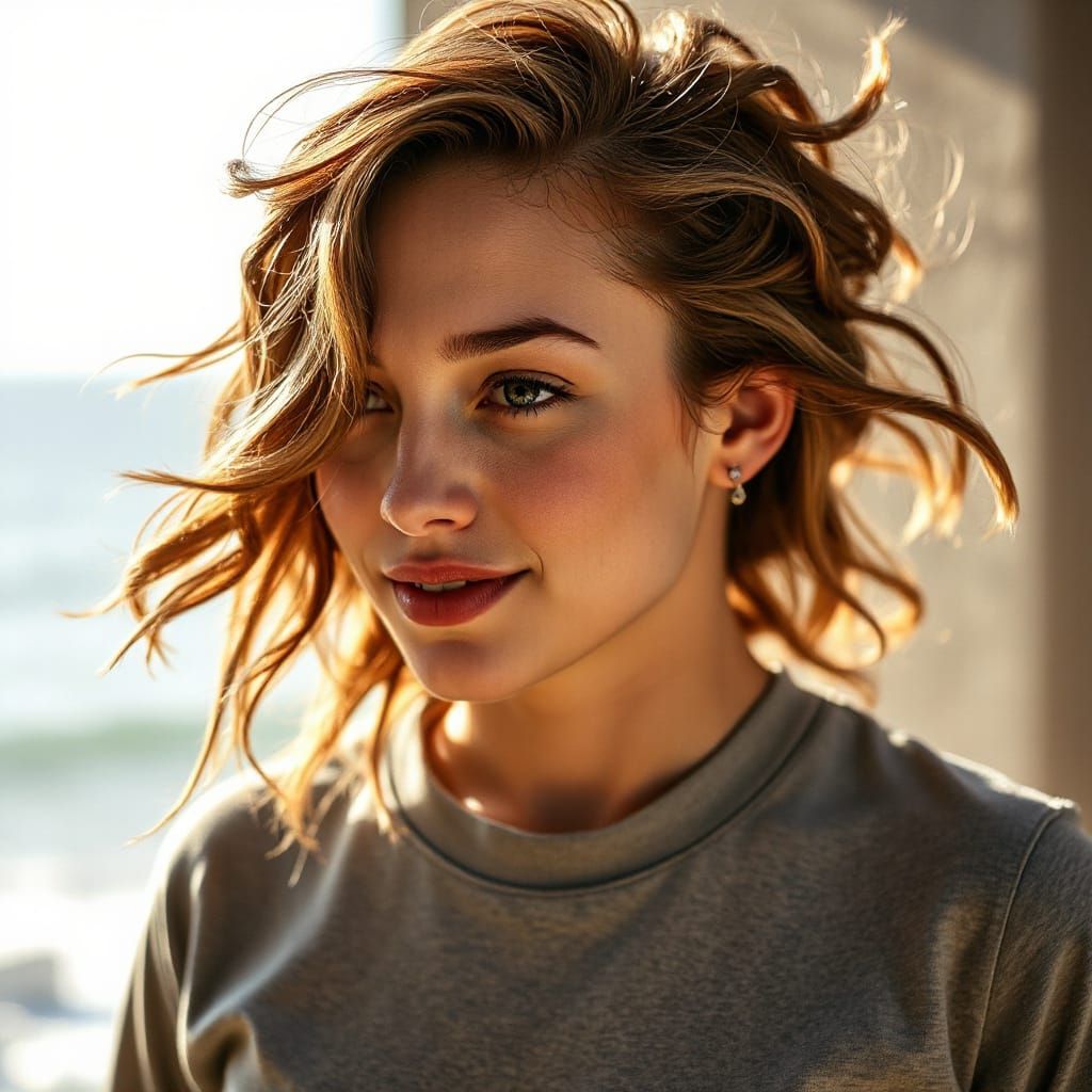 Hyperrealistic Portrait of a Brunette Woman