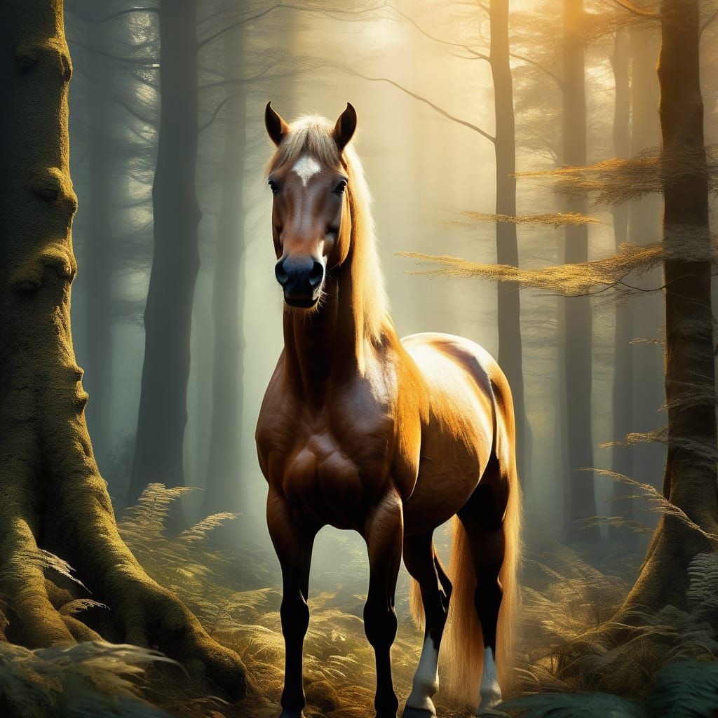 Majestic Centaur in Forest: Oil Painting Style