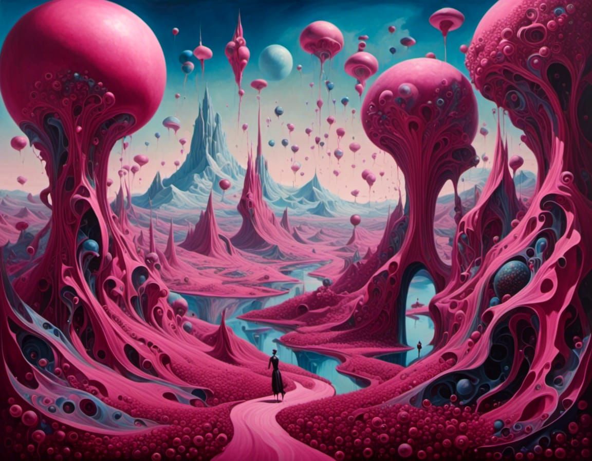 Nevermore: Rolling Magenta Hills in Surreal Oil