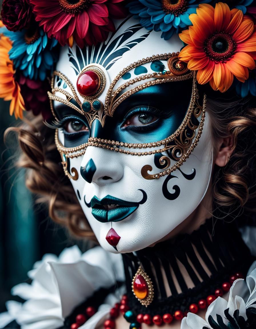 Masked Figure with Bright Eyes, Digital Art