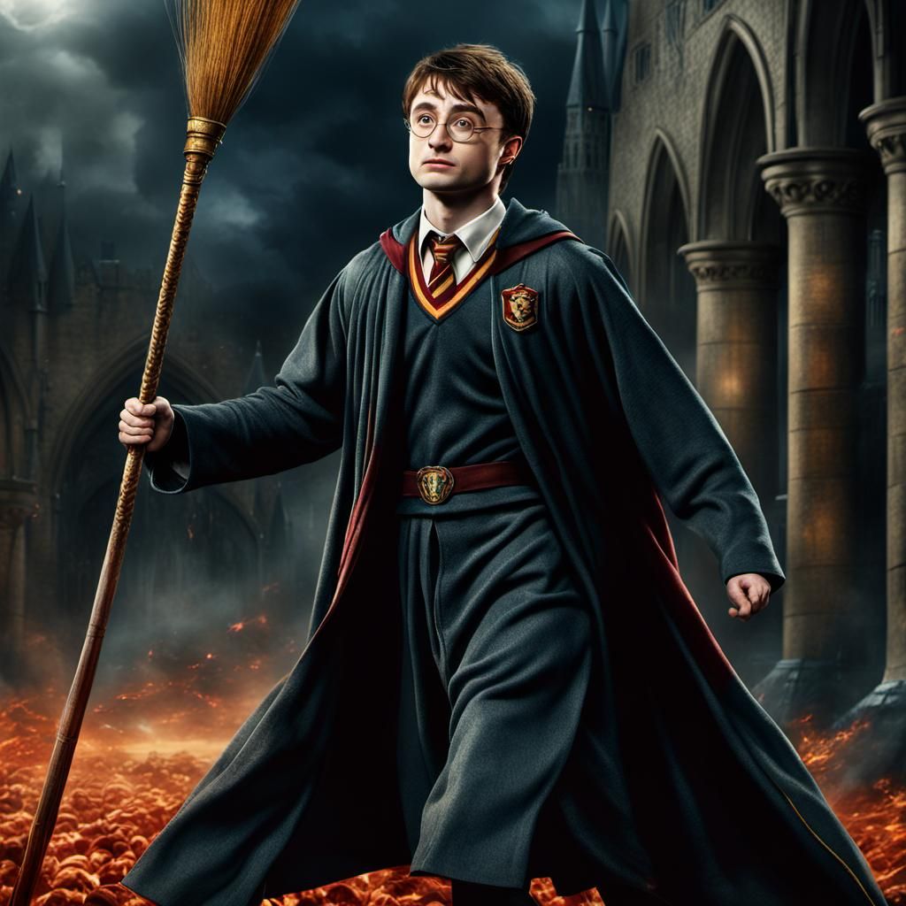 Gryffindor Quidditch Player in Flight: Digital Matte Paintin...