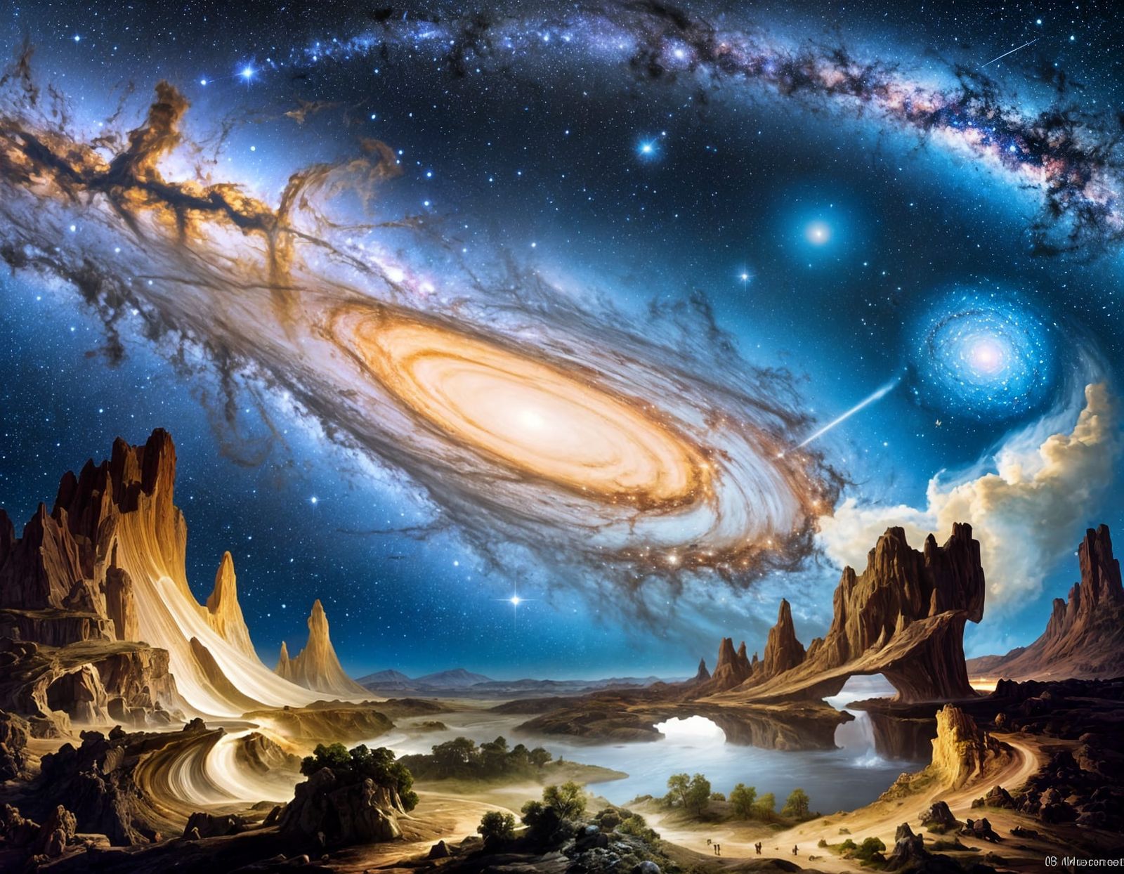 Surreal Galaxy Collision of Andromeda and Milky Way