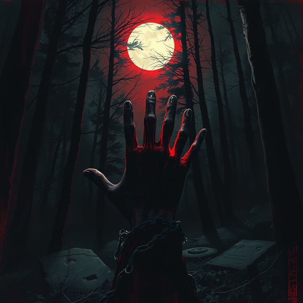 Sinister Hand Rises from Grave in Moonlight
