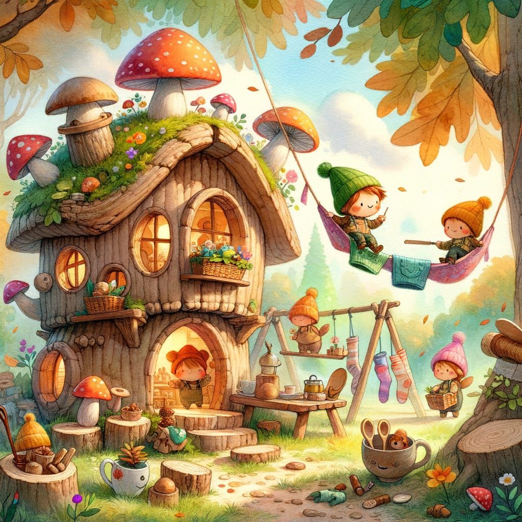 Whimsical Watercolor Illustration of Borrower People's Adven...