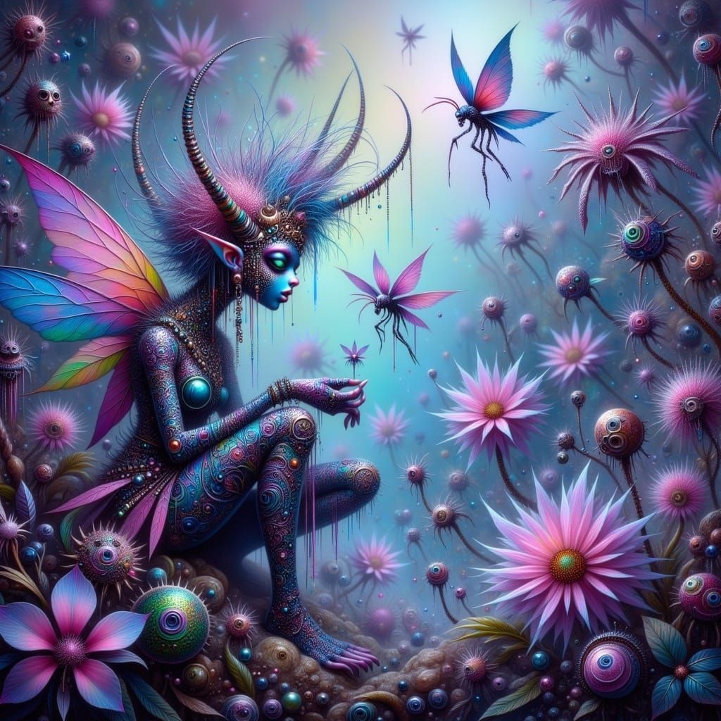 Ethereal Alien Ecosystem in Iridescent Splendor