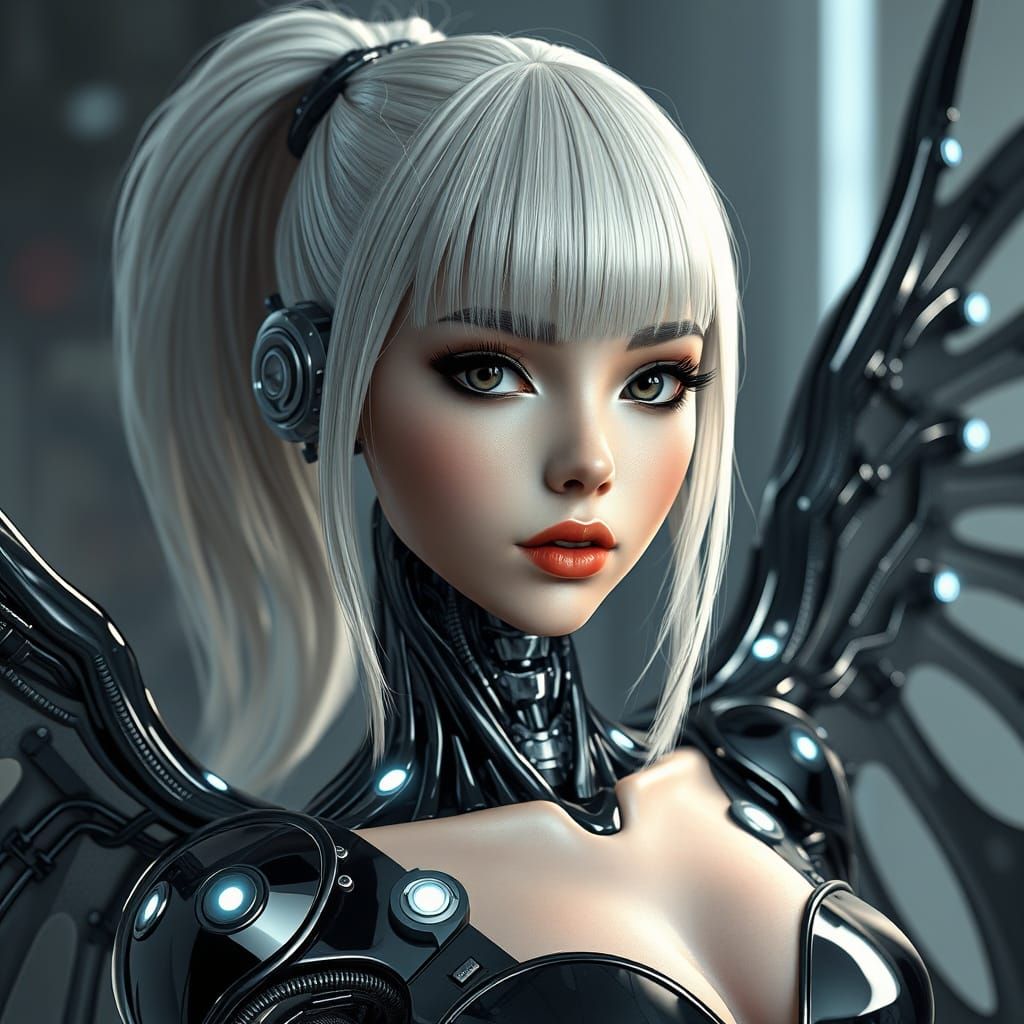 Cyberpunk Goddess Unveiled in Dark Chrome Steel