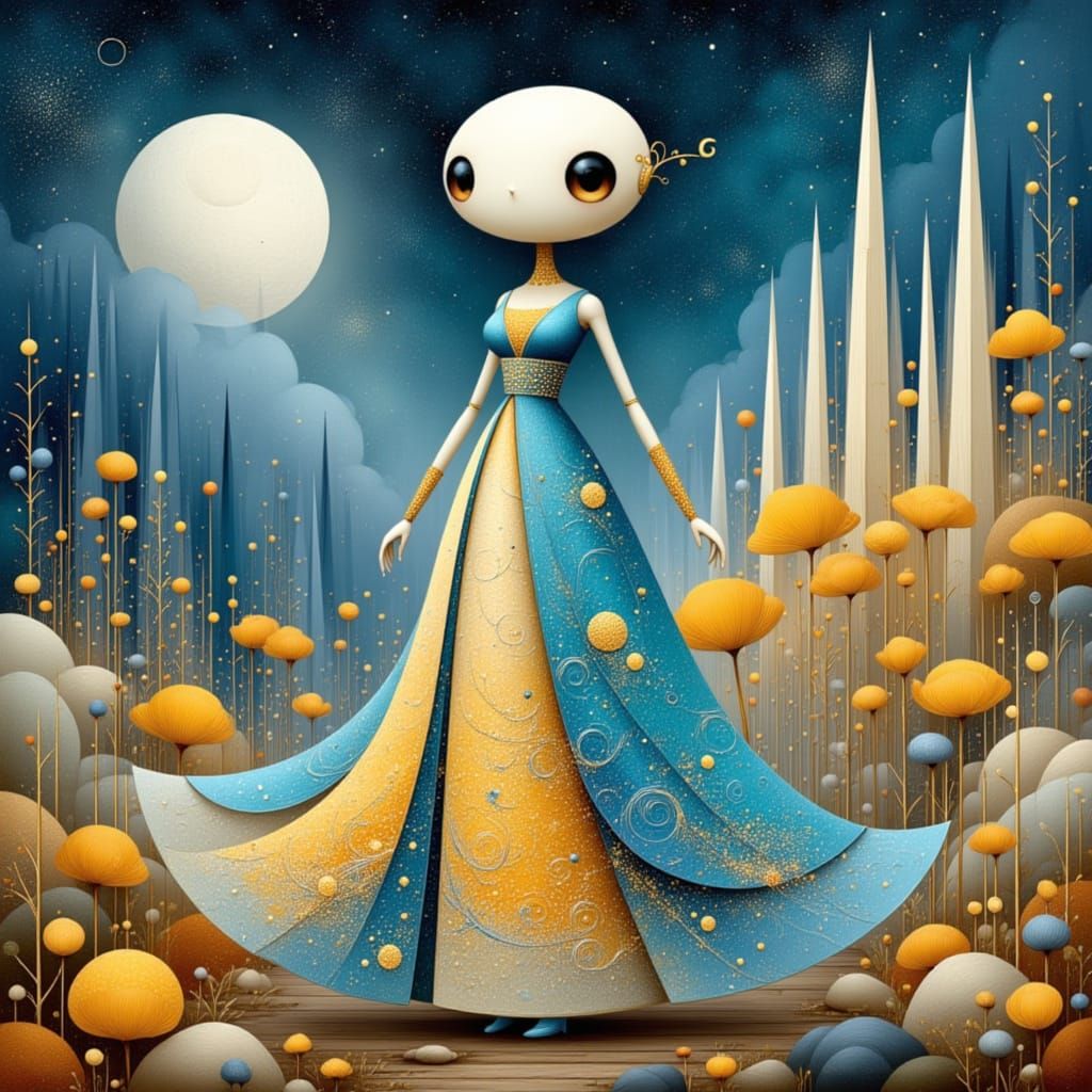 Anime-Inspired Robot in Whimsical Fantasy Castle