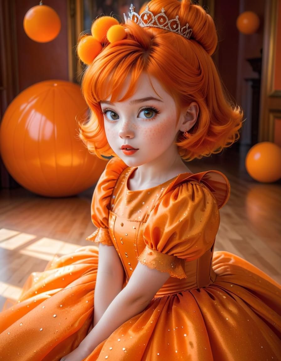 Orange Princess in Orange Room: HDR Digital Art