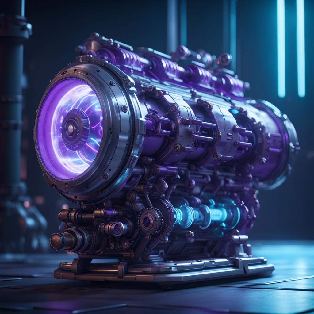 Biopunk Rocket Engine with Bioluminescent Lighting