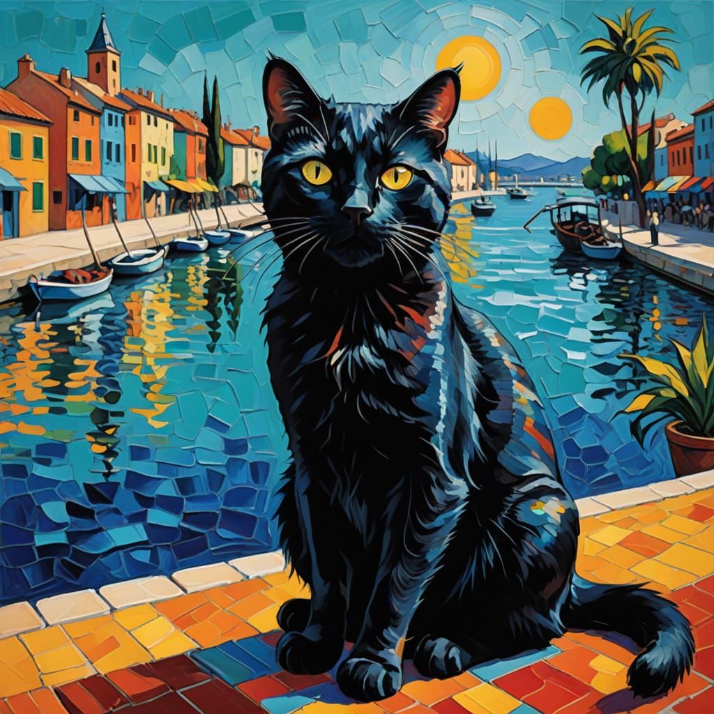 Sleek Cat Toasts Summer Vibes by Poolside