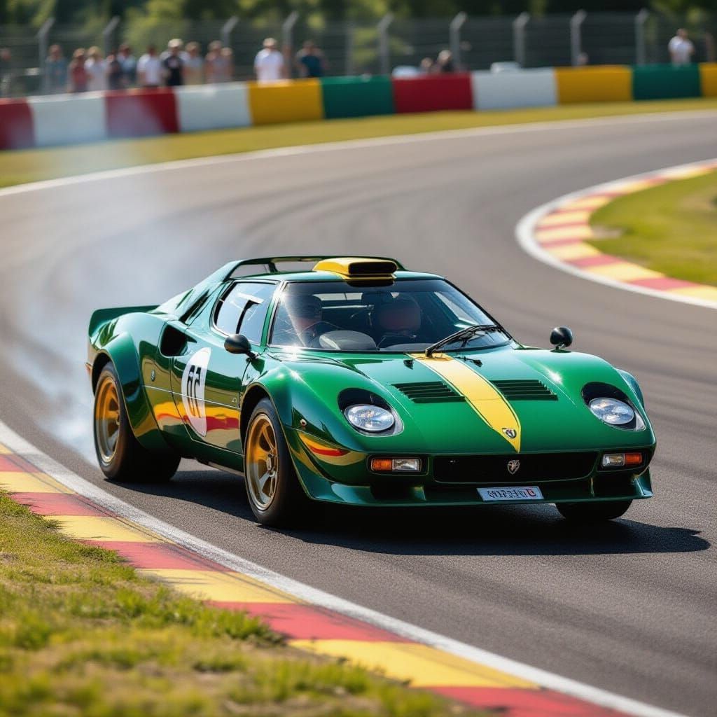 Lancia Stratos Rally Car on Track