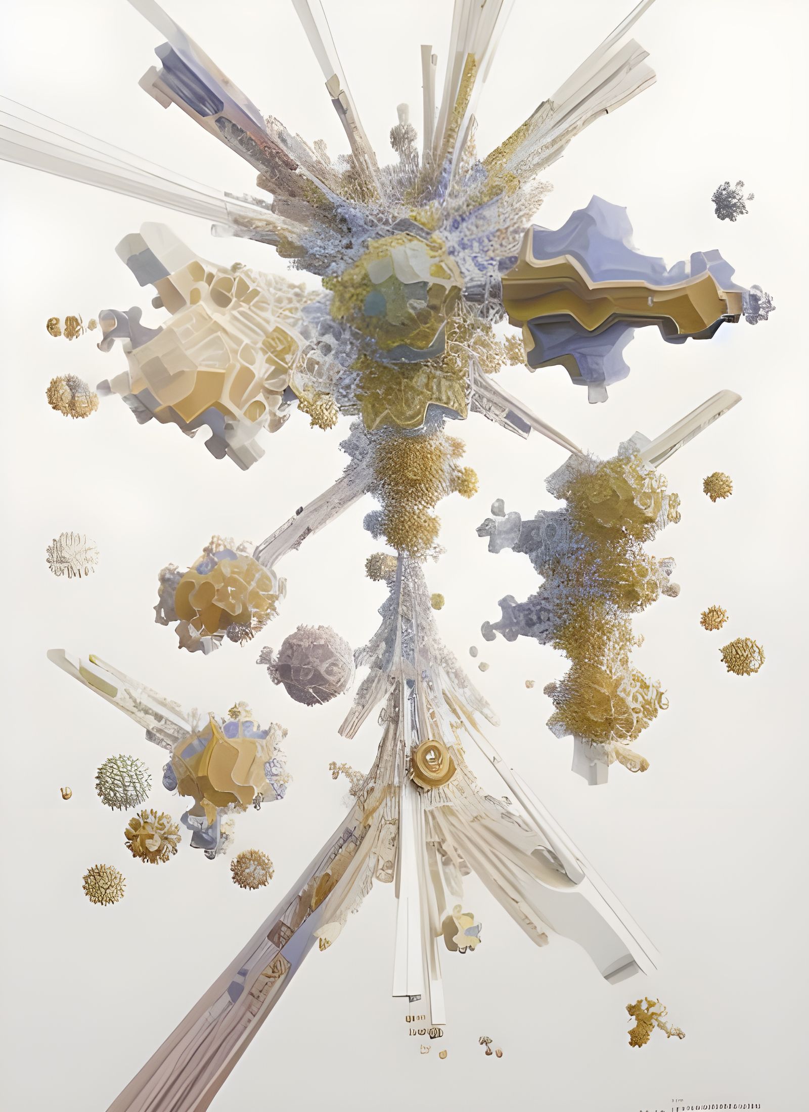 Abstract Fractal Painting with Geometric and Dreamy Elements