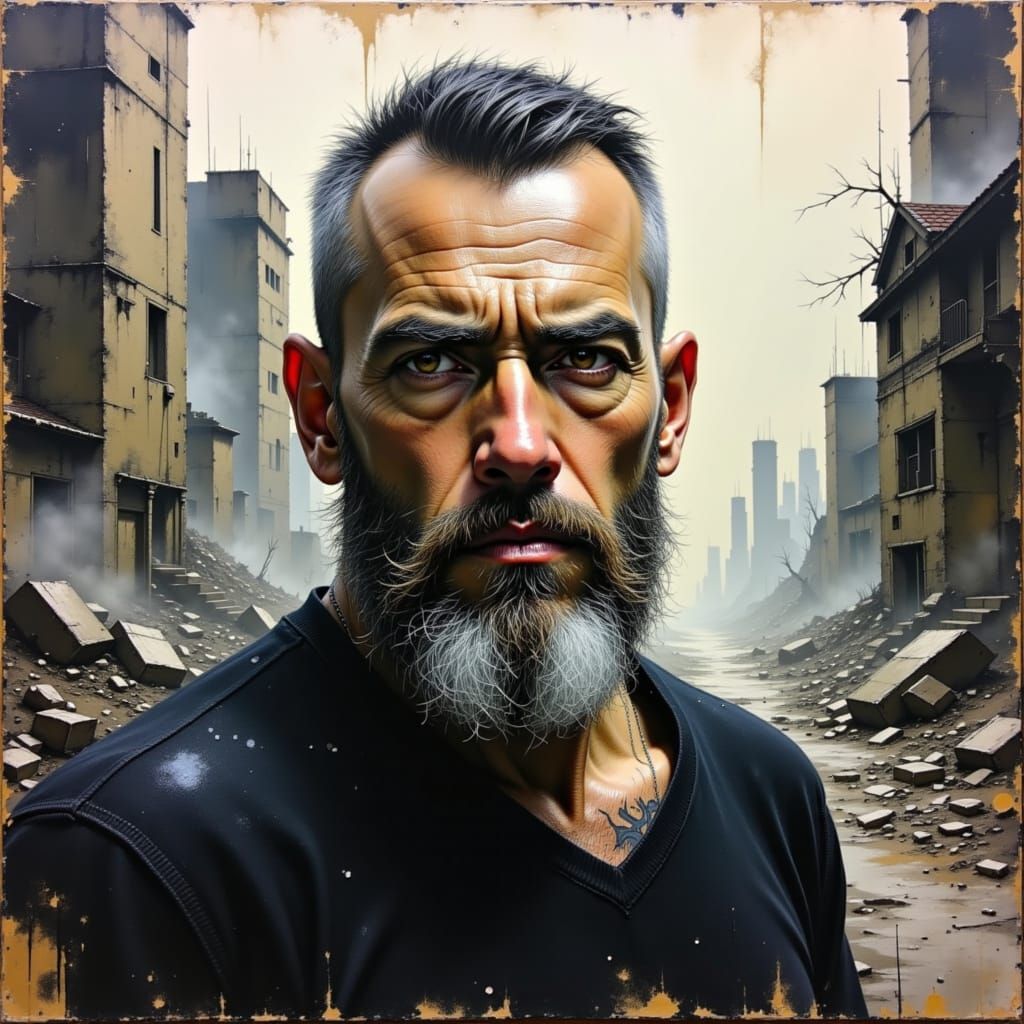 Dystopian Portrait in Impasto Oil Painting Style