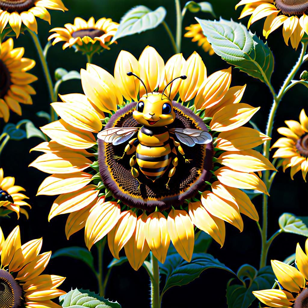 Cute anthropomorphic pollinator bee