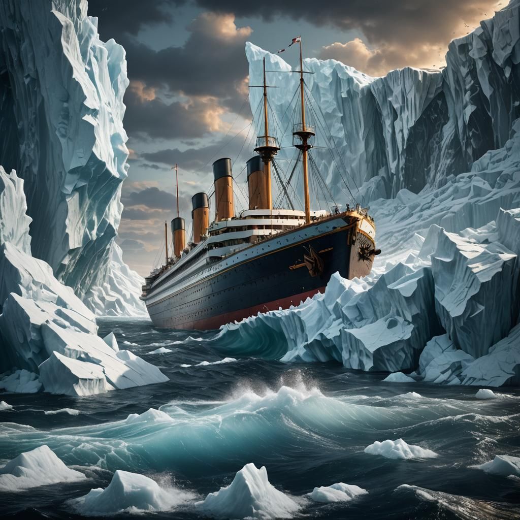Titanic Iceberg Collision: Detailed Matte Painting