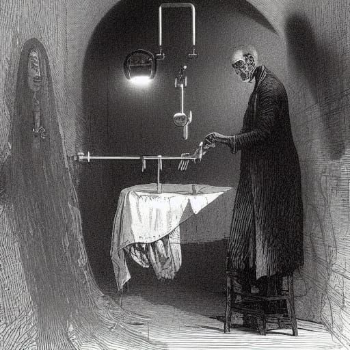 Horror Dentist Bites Patient's Head: Doré Style