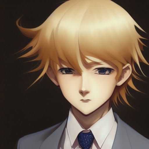 Handsome Anime Boy Portrait in School Uniform