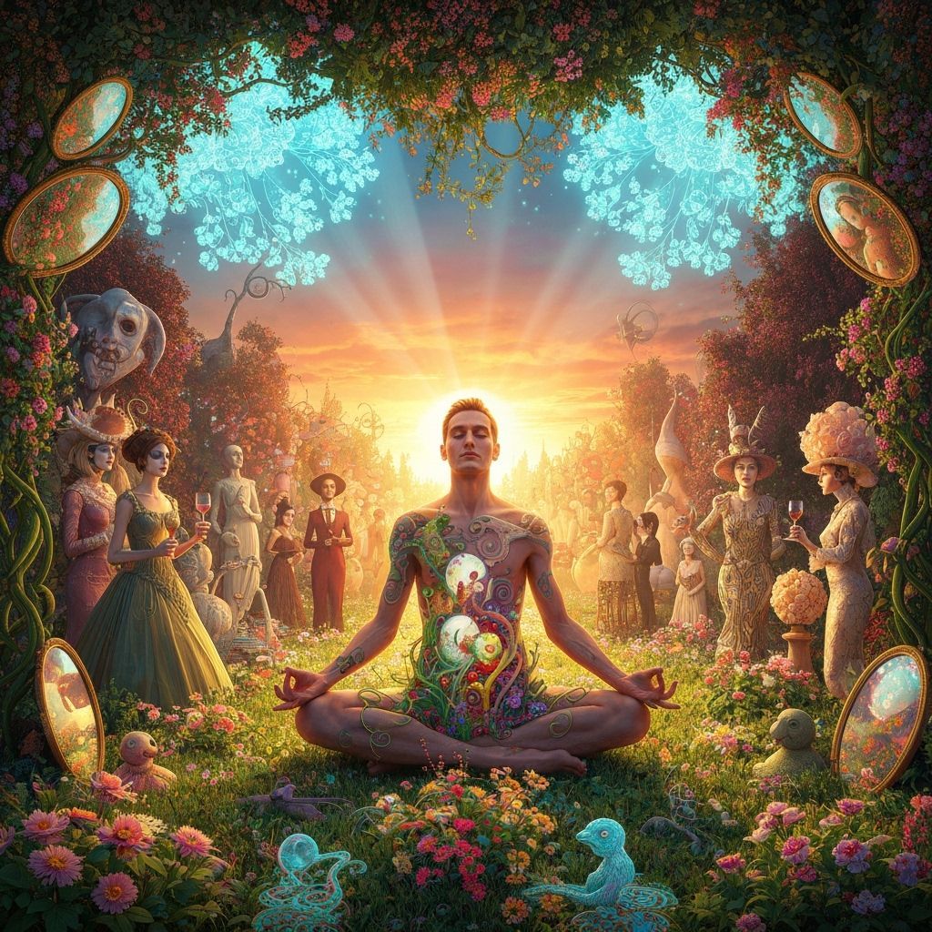 Surreal Garden Party in the Style of Klimt