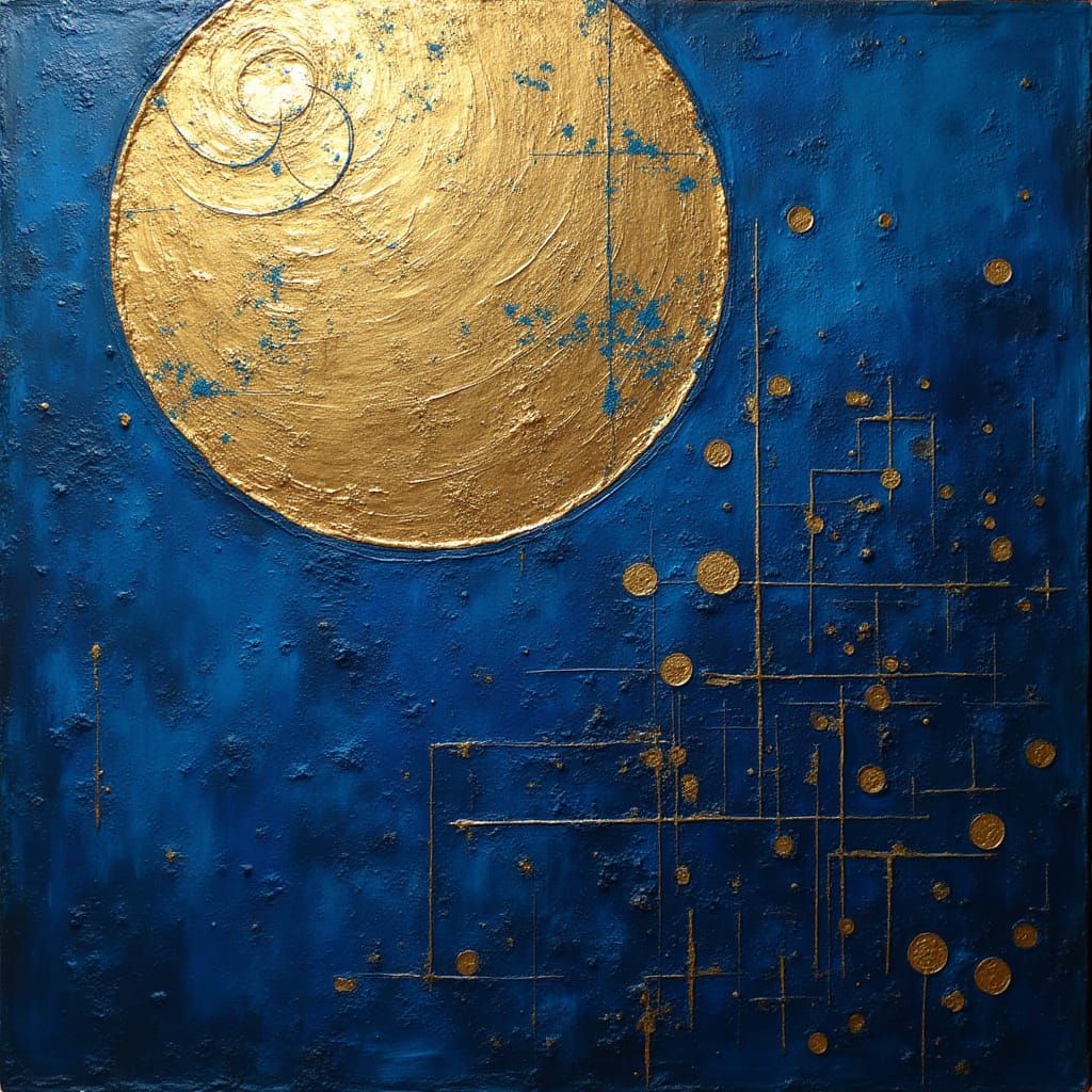 Istanbul's Textured Gold and Electric Blue Cityscape