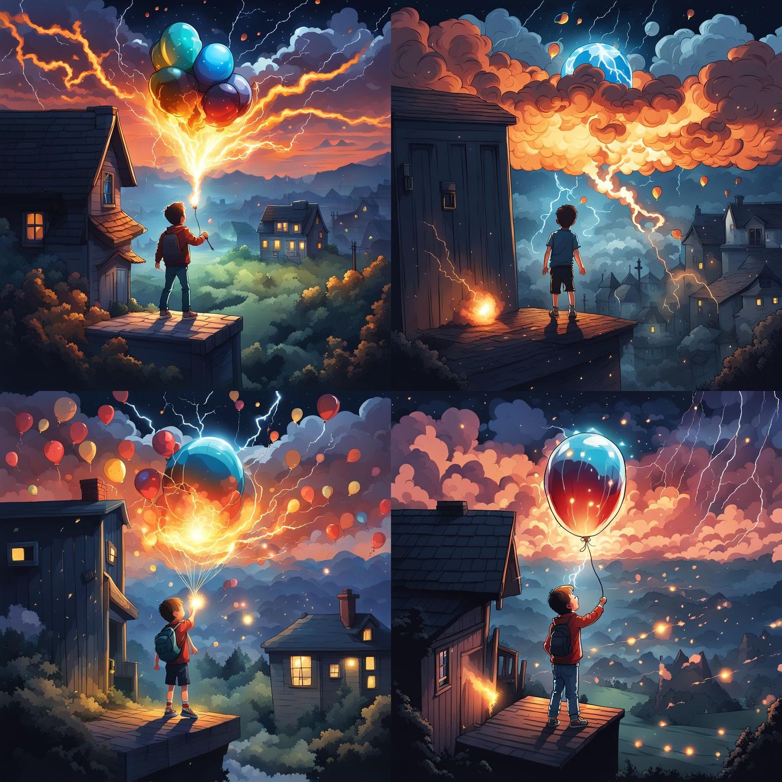 Boy Inflates Balloon in Lightning Storm