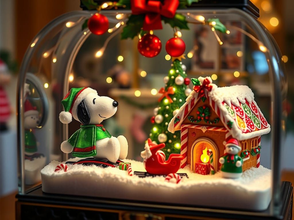 Whimsical Victorian Christmas Scene in Glass Jewelry Box