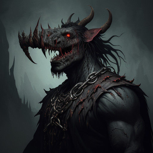 Dark Fantasy Creature: Hulking Boar-Like Brute