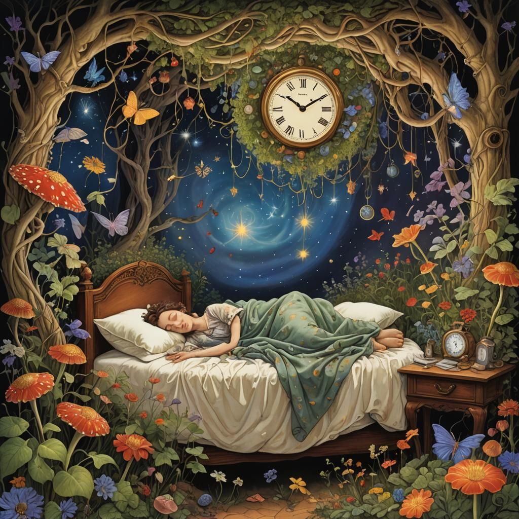 Enchanted Sleep: A Surreal Fairytale Illustration
