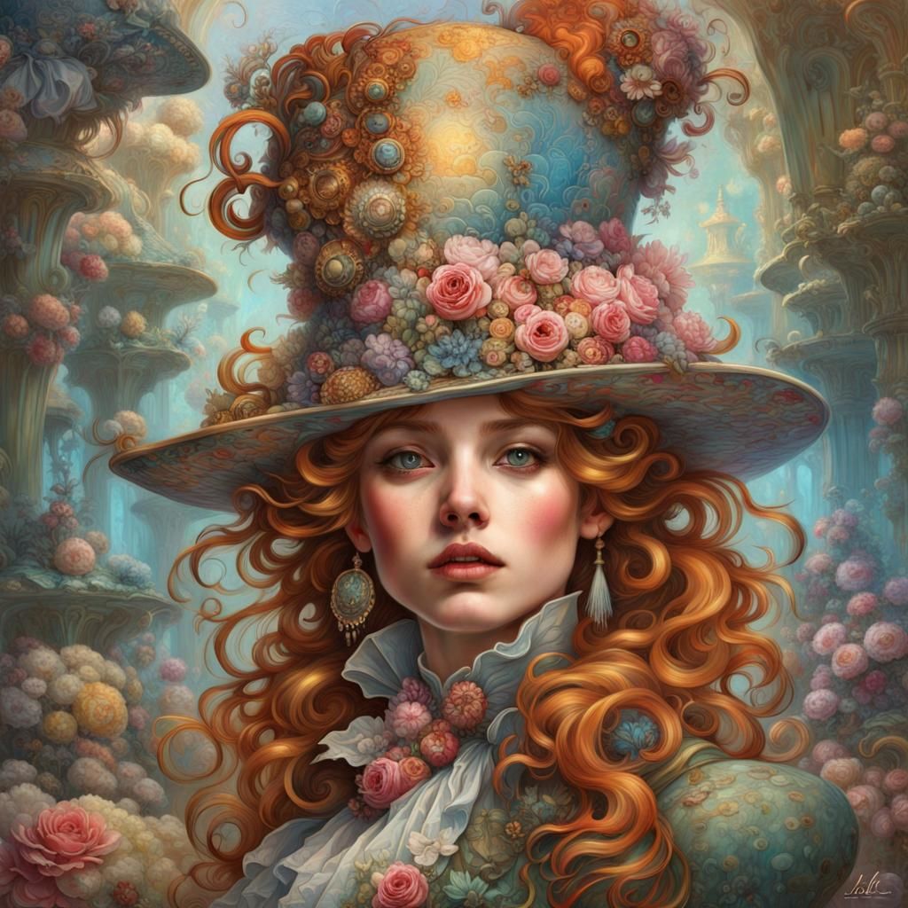 Maximalist Mad Hatter Hat with Exploding Colors