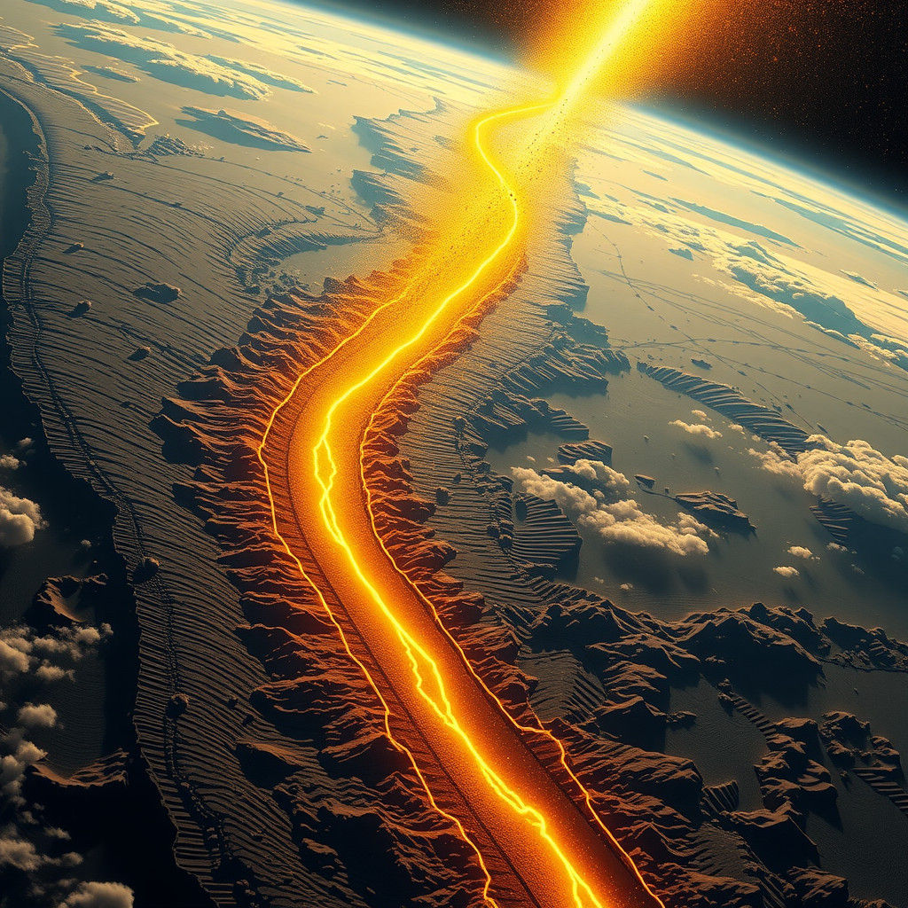 Golden Water Comet Creates Rocky Mountains