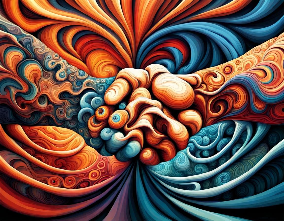 Vivid Fist Bump with Abstract Fractal Design