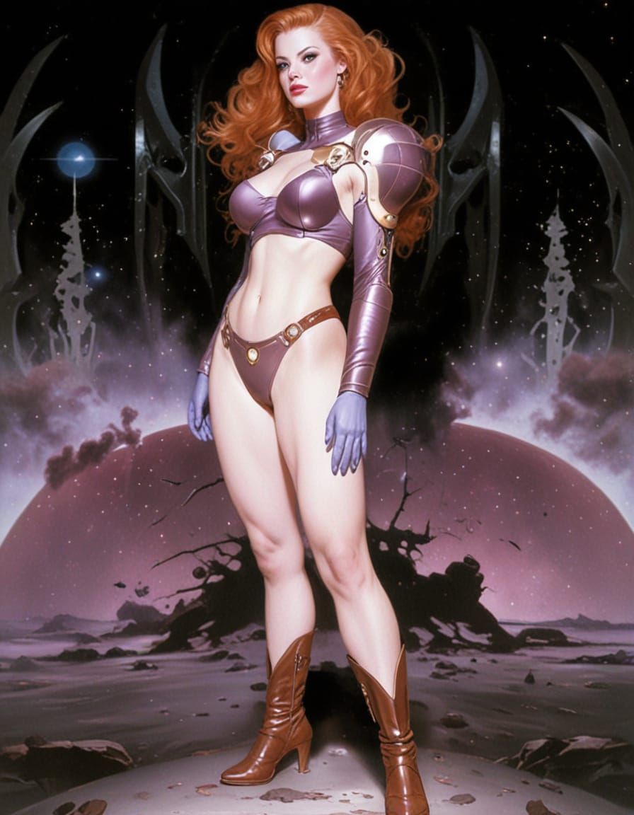 Glamour Woman in Retro Sci-Fi Stars