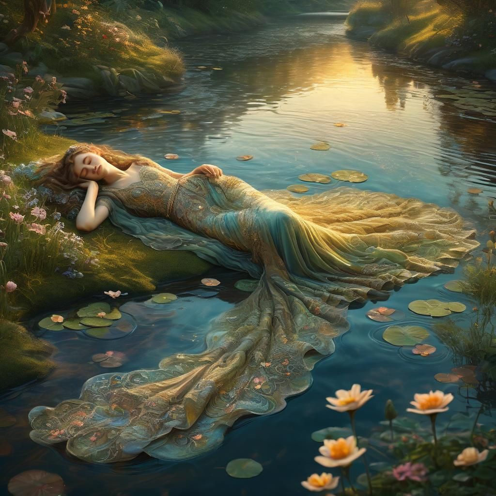 Dreamy River Scene in Digital Art Style