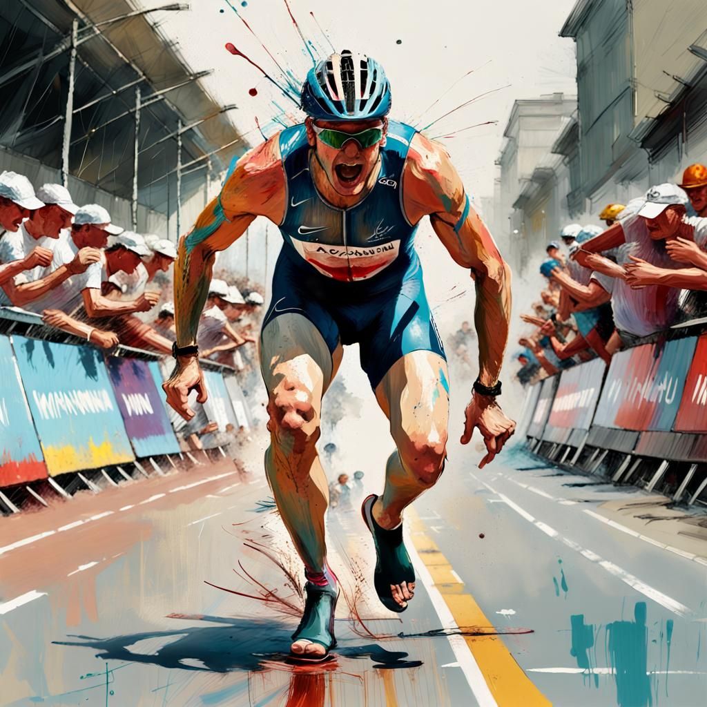 Paralympic Runner Double Exposure in Textured Speedpaint Sty...