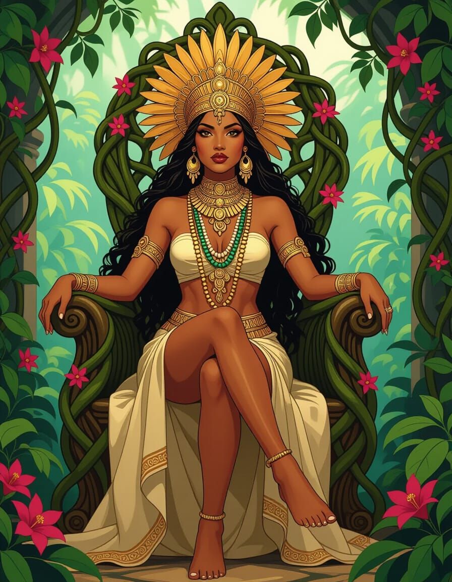 Dominican Warrior Queen in Art Nouveau Style