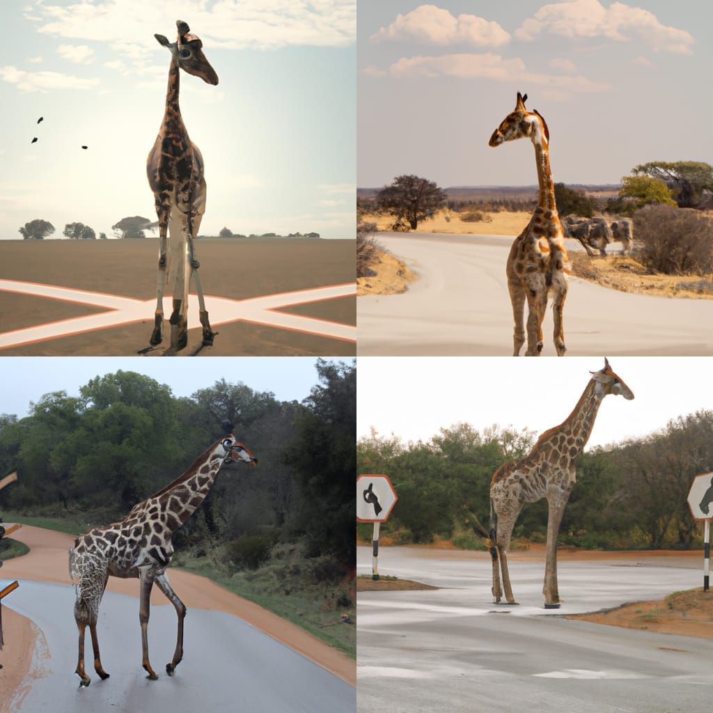 Giraffe at Crossroads: A Moment of Decision
