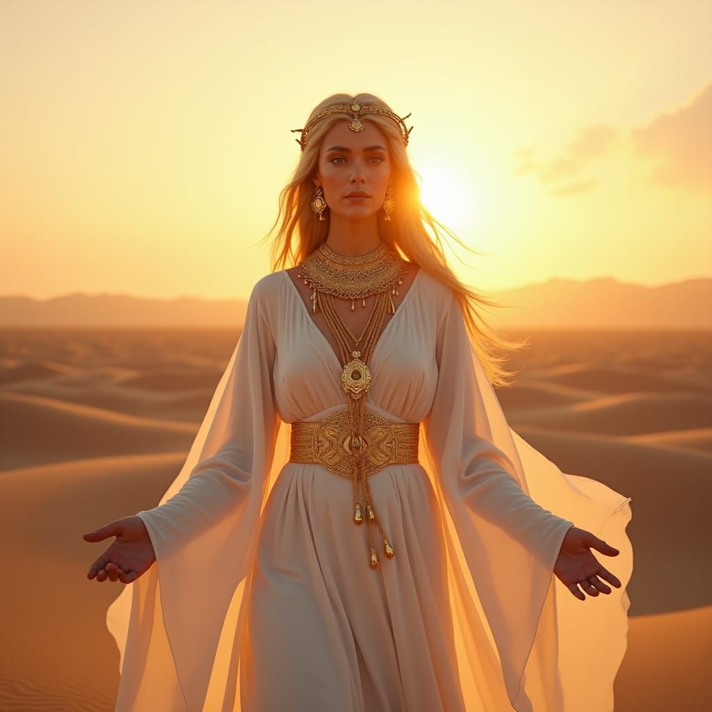 Desert Goddess at Sunrise: Detailed Matte Painting